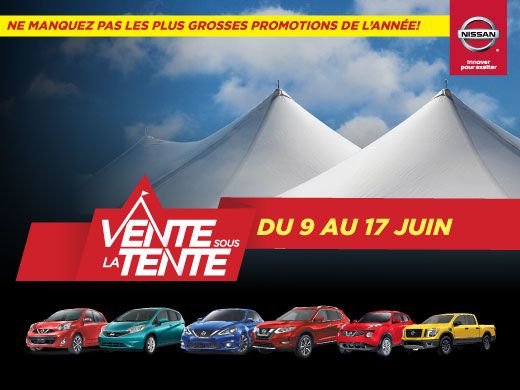 FEU VERT POUR La GRANDE VENTE SOUS LA TENTE Chez Nissan de Sherbrooke