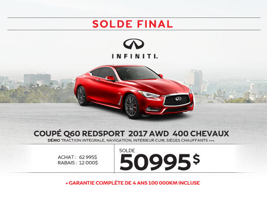 COUPÉ Q60 REDSPORT 2017 AWD démos dernier appel … pour le solde 2017!