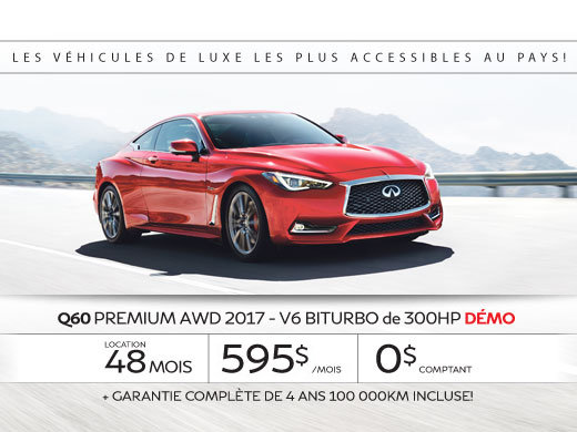 L'Infiniti Q60 3.0L 2017 démo en rabais