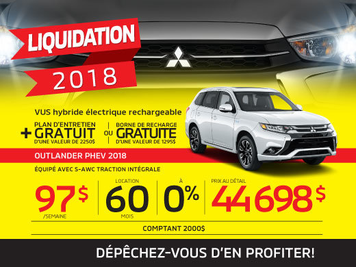 Le plus bas prix de l’année sur le Outlander PHEV 2018