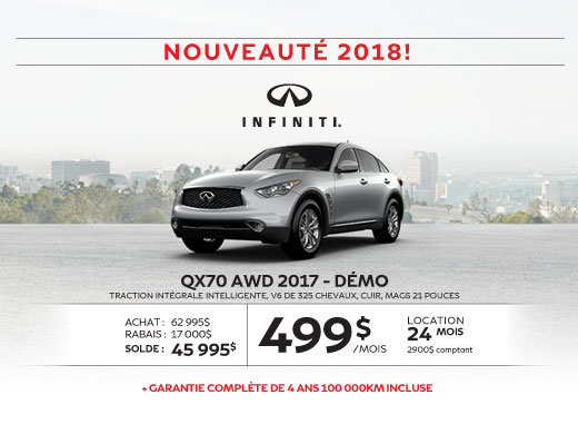 QX70 AWD 2017 démo dernier appel … pour le solde 2017!