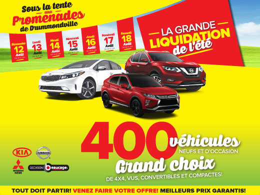 LA GRANDE LIQUIDATION DE L'ÉTÉ SOUS LA TENTE GÉANTE AUX PROMENADES DRUMMONDVILLE !