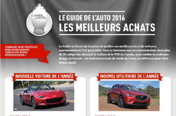 Mazda se démarque dans le Guide de l'Auto 2016
